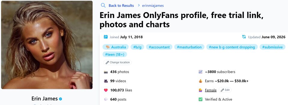 Leaked Erin james private photo viral onlyfans